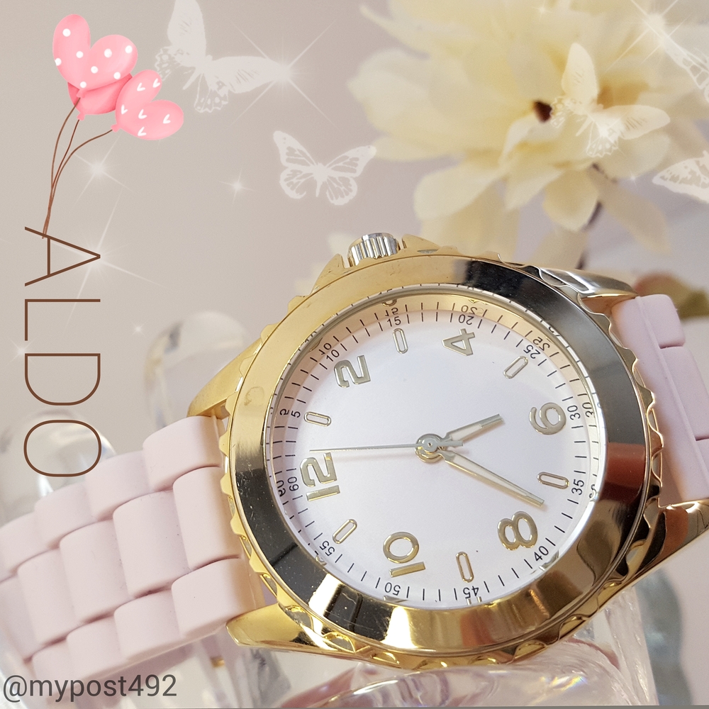 NEW🔖Aldo Gold-Lilac Silicone Jelly Gel Analog Sports Wrist Watch